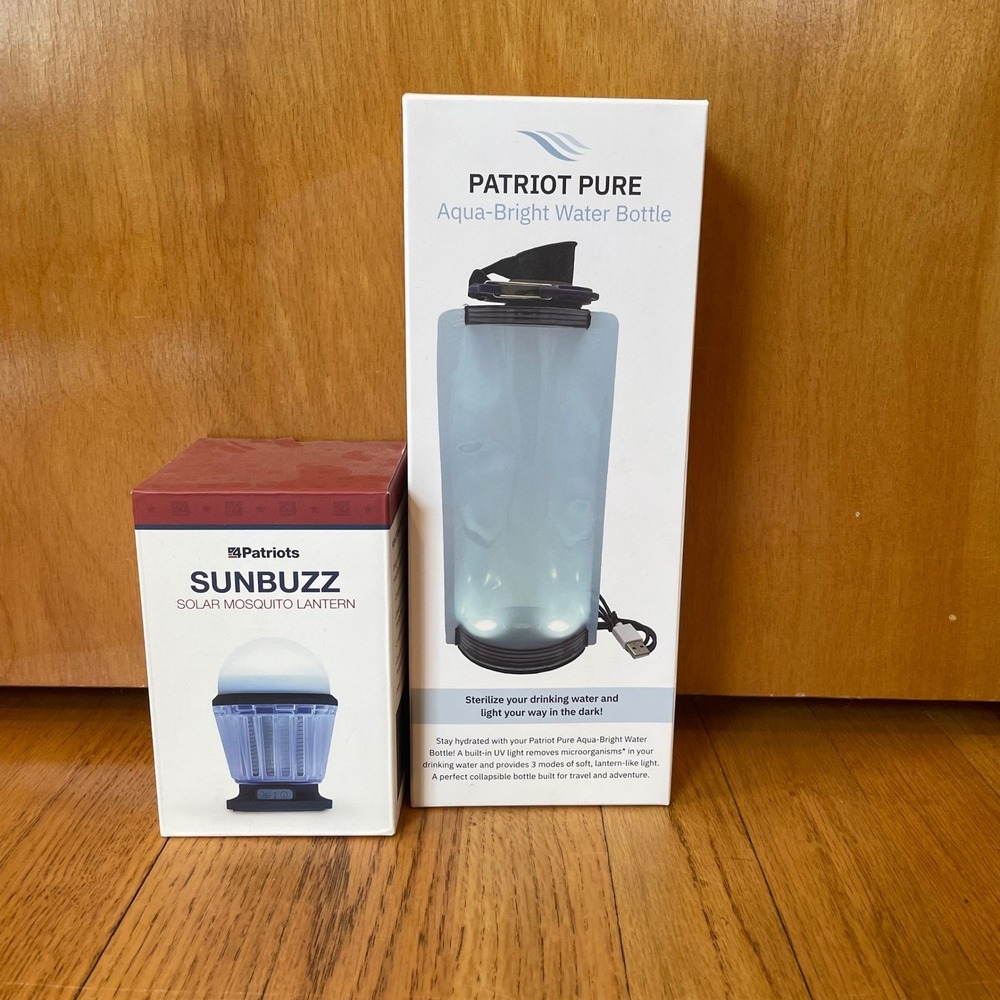 4Patriots Solar Survival Gear Lot - SunBuzz Lantern & UV Water Purifier Bottle